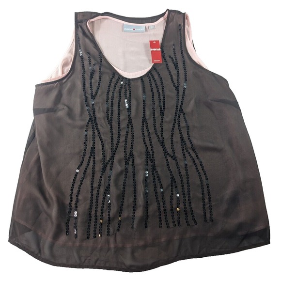 Avenue Studio Womens Plus Sequin Sleeveless Tank Top Brown Casual Size 22/24 NWT - Picture 1 of 9